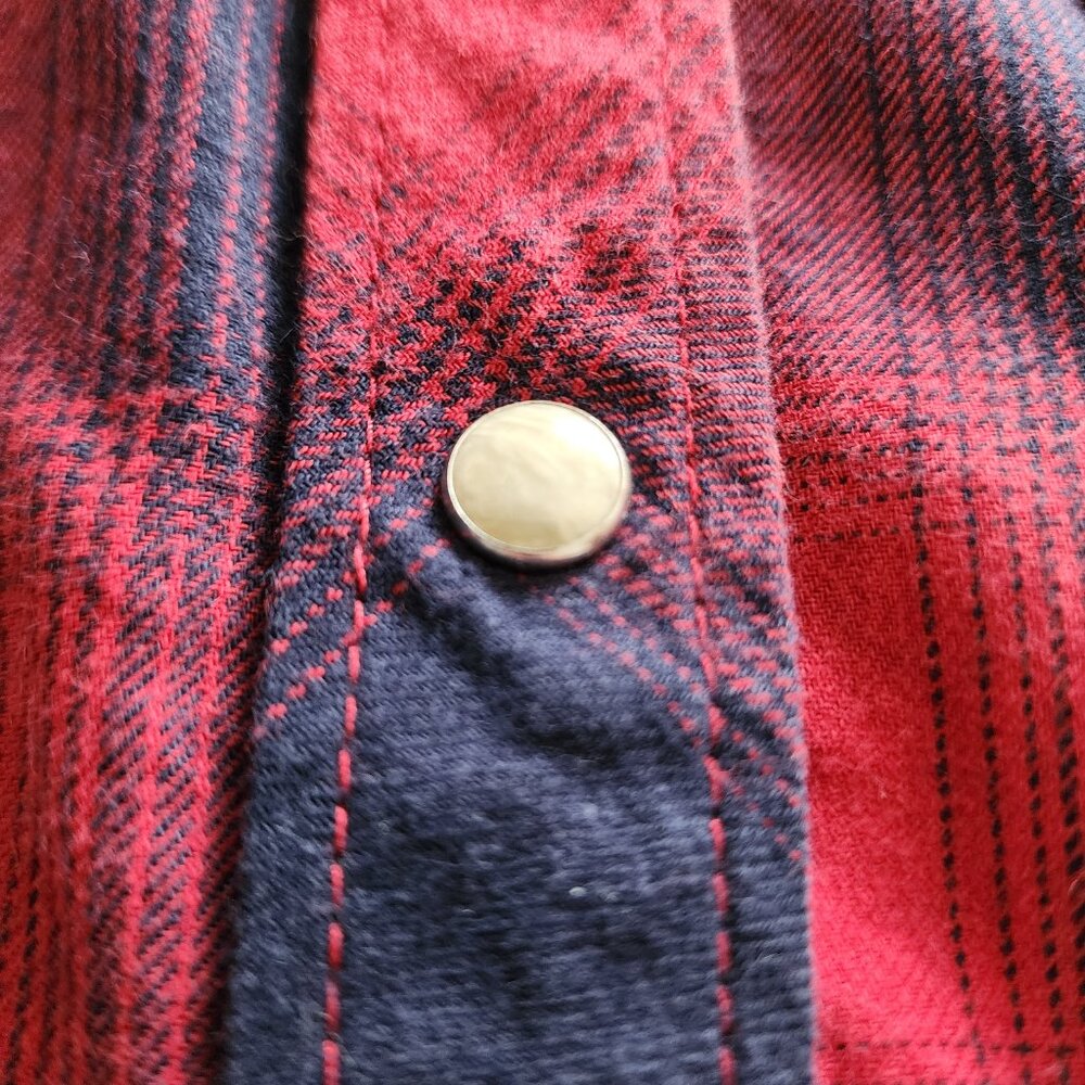 Zara red & navy plaid flannel shirt - Picture 4 of 9